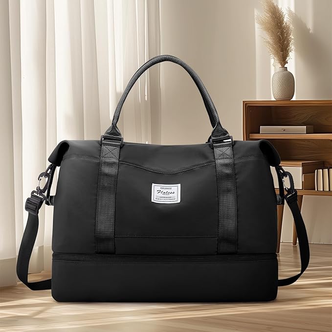 Travel Duffel Bag with Shoes Compartment, Overnight Weekender Bags for Women,Carry on Personal Item Bag
