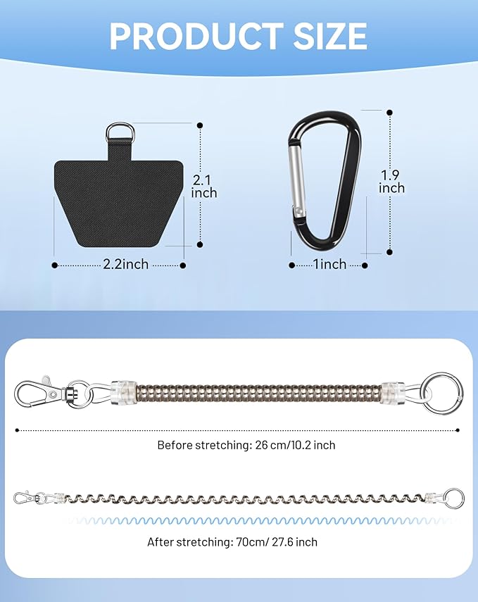 SHANSHUI Phone Lanyard Tether, Stretchy Phone Strap Patch Anchor Outdoor Climbing Hook Compatible for Most Smartphones