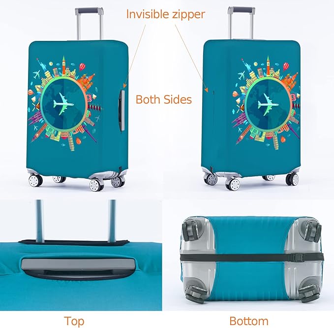 Travelkin Luggage Covers For Suitcase Tsa Approved,Suitcase Cover Protector Fit 18-32 Inch Luggage (Dreaming Blue-XL)