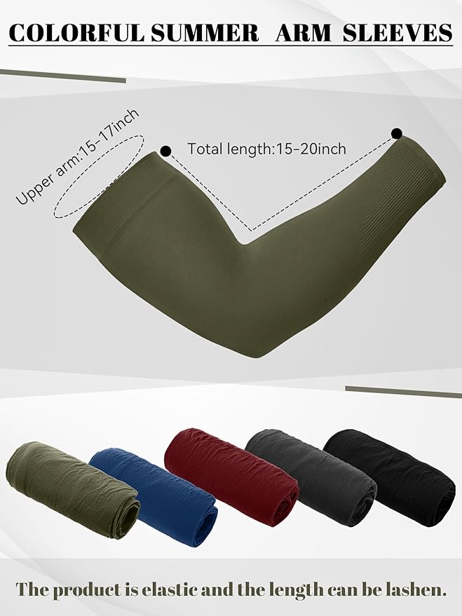 Boao 10 Pairs UV Arm Sleeve for Men Women Cooling Tattoo Cover up Compression Sun Protection Sleeves for Outdoor Activities