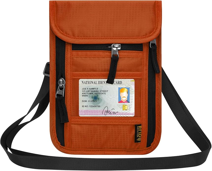 HOTEMIA Neck Wallet for Travel,Passport Holder Neck Pouch for Men Women with Adjustable Neck Strap and RFID Blocking