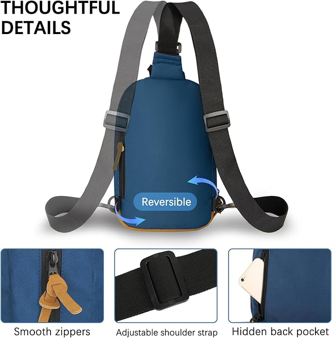 Goloni Sling Bag Crossbody Shoulder Bag for Men Women,Waterproof Lightweight Casual Daypack with Multi-Pockets
