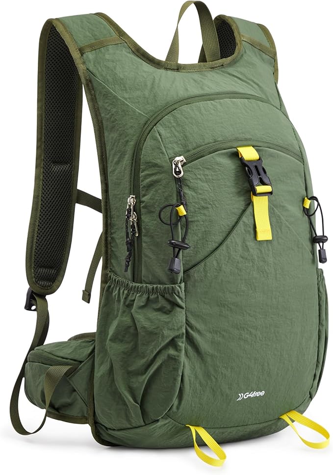 G4Free 20L Hiking Backpack with Waist Strap for Women Men, Lightweight Waterproof Daypack for Travel Camping Outdoor, Green