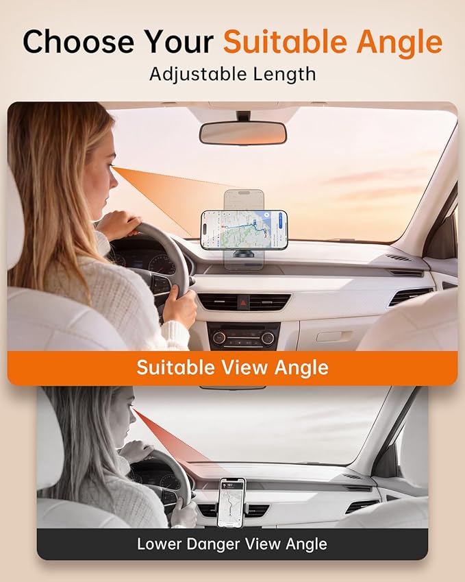 SYNCWIRE MagSafe Car Mount, Magnetic Car Phone Holder for Car Dashboard, 360° Rotating Strong Magnet Phone Mount with 3M VHB Adhesive, Compatible with iPhone 17/16/15/14/13/12 & MagSafe Cases