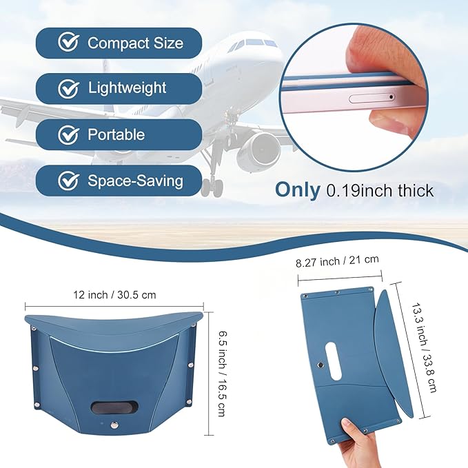 Portable Airplane Foot Rest, Foldable Foot Rest for Air Travel and Under Desk, Versatile Footrest and Stool for Long Flight, Home and Office(Blue) (Blue)