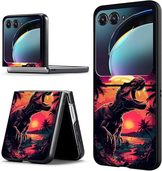 for Motorola Razr 2025 Case,for Moto Razr 60 Phone Case Cute Slim Hard PC Ultra-Thin Anti-Scratches Shockproof Protective Phone Cover,Cute Dinosaur Dusk