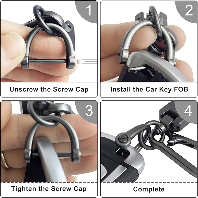 OHKYOOT Leather Car Keychain,Carabiner Clip Key Fob Keychain for Home Car Keys Women Men