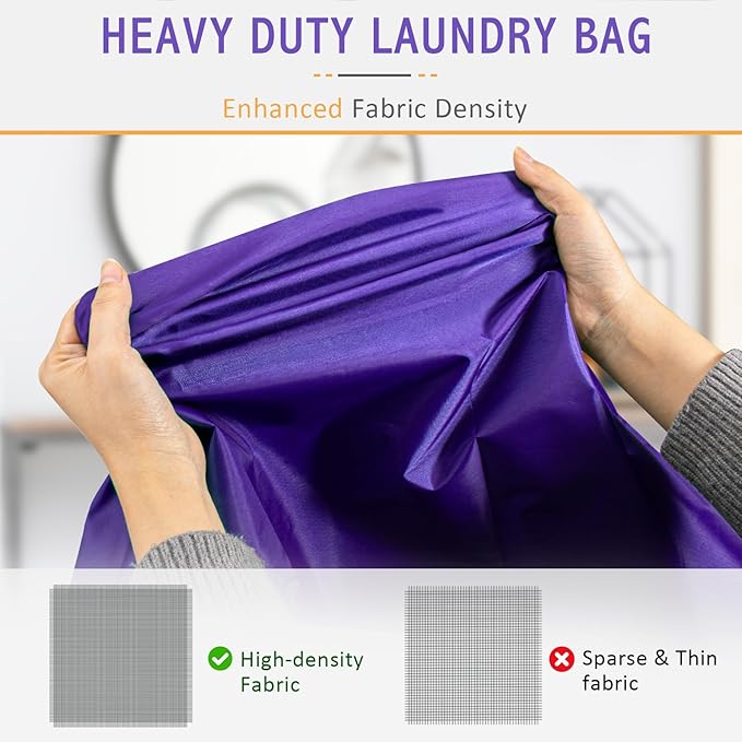 Isink Extra Large Heavy Duty Laundry Bag - 28" x 40", Travel Laundry Bag for Dirty Clothes, Purple