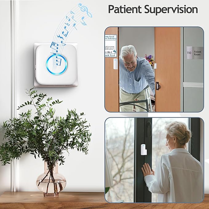 Door Chime, Satisure Door Sensor Chime When Door Opens, Door Entry Alarm for Business/Home/Office/Store with 600 FT Range 58 Chimes 5 Volume Levels LED Indicator (2 Receivers & 3 Sensors)