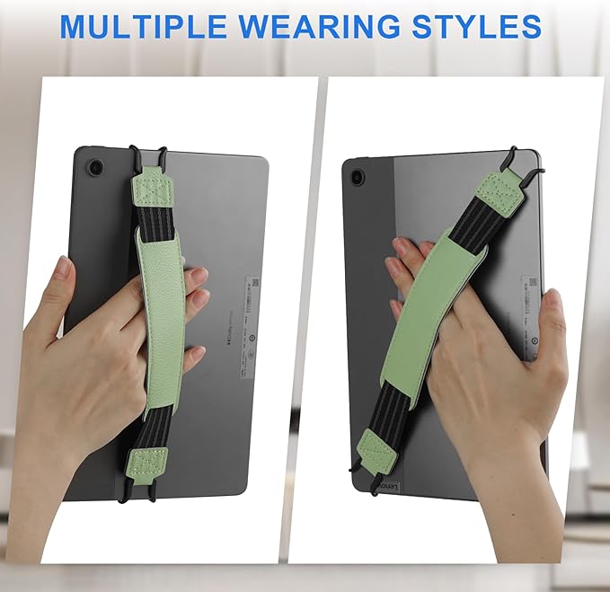 HoYiXi Soft Hand Strap for 9-11 Inch eReaders & Fire Tablet Compatible with Fire HD 10/iPad 9.7 /iPad mini/Galaxy Tab A8 A9/Huawei Lightweight Black High-Elasticity Finger Grip Holder -Green