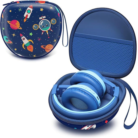 Kids Headphones Case Compatible with iClever HS19 / BTH12 / BTH22 / BTH20, Candy Bila BH03, JoySpark-T5, MIDOLA MD-B01, EarFun, IMYB, Noot Products Foldable Kids Headphones, Space Blue(Case Only)