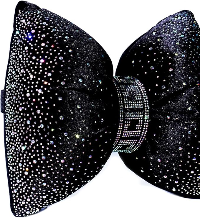 Carwales Bow Neck Support Pillow for Driving Seat Travel Head Rest Sparkly Bling Car Accessories Sparkly Rhinestone Headrest Black 2pcs for Women Men