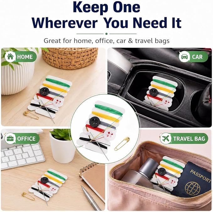 100pcs Sewing Kit - Portable Emergency Repair Kit with Pre-Threaded Needles, Buttons & Pins - Travel Essentials for Quick Clothing Fixes, Beginners & Hotel - Mini Mending Set for Kids & Home Storage