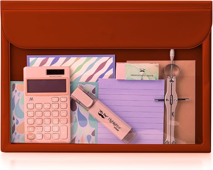 Mr. Pen Red Plastic File Folders - Letter Size, Clear, Office Document Filing Folders