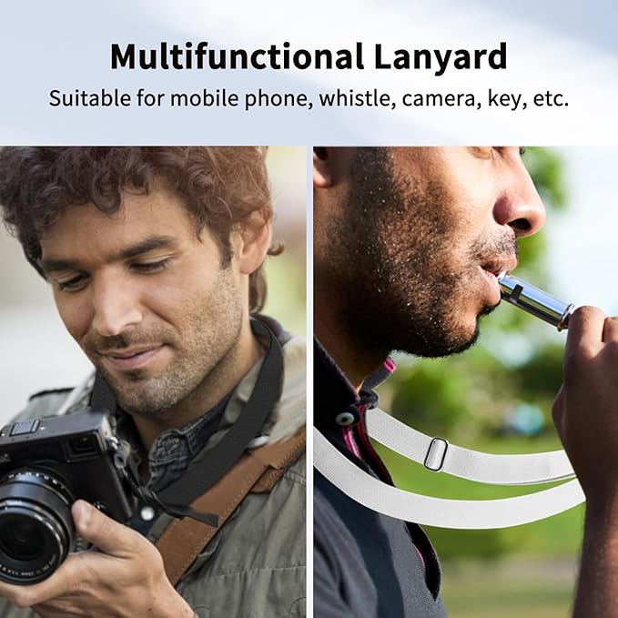 CACOE Phone Lanyard 2 Pcs-Adjustable Neck Strap,Universal Crossbody Lanyards Compatible with Most Smartphones (Black+White, 21.65")