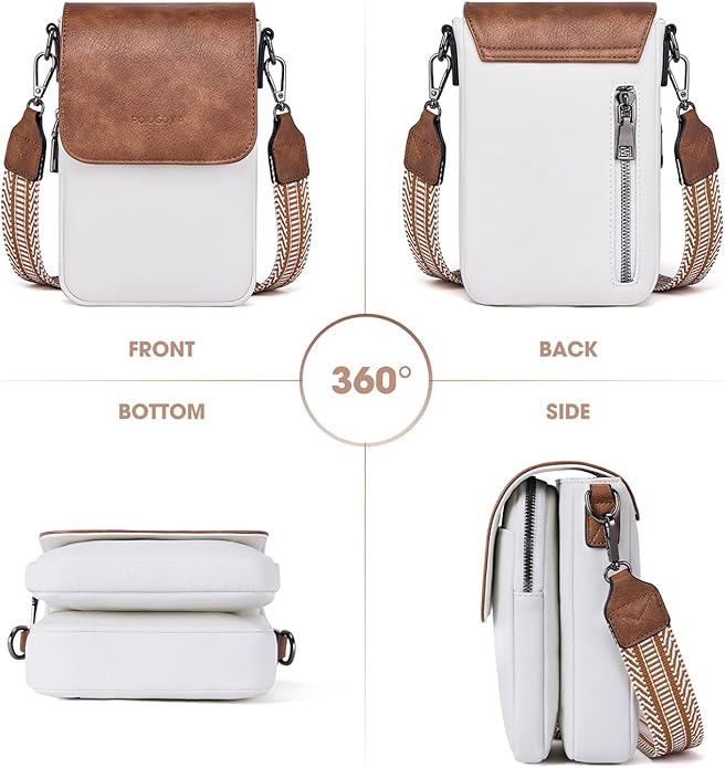 POIUGOYA Crossbody Bags for Women,Small Crossbody Purse with Triple Compartments,Cell Phone Wallet with Card Slots for Travel | Small