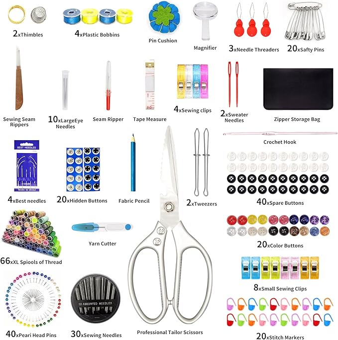 66 Color Sewing Kit for Adults,305 Pcs Sewing Thread Kit,Portable Needle and Thread Kit for Sewing,for Adults, Kids, Beginner, Home, Travel, Emergency Sewing Kits
