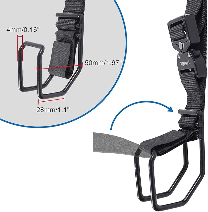 Vigorport Luggage Hook Strap, J Hook for Add a Bag Luggage, Multi Adjustment Bag Strap Hook with Hands Free(Medium Size/Metal Buckle)