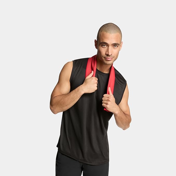 MISSION On-The-Go Cooling Towel - Soft, Lightweight Fabric - Cools Up to 2 Hours - UPF 50 Sun Protection - Machine Washable (Red)