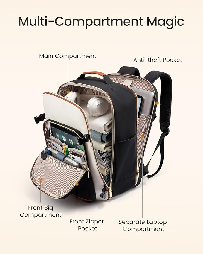 LOVEVOOK 56L Travel Backpack for Women & Men, Airline Approved Carry On Luggage with 3 Packing Cubes, TSA Overnight Bags, Waterproof Personal Item Bag, Weekender Essentials Backpacks fits 17" Laptop
