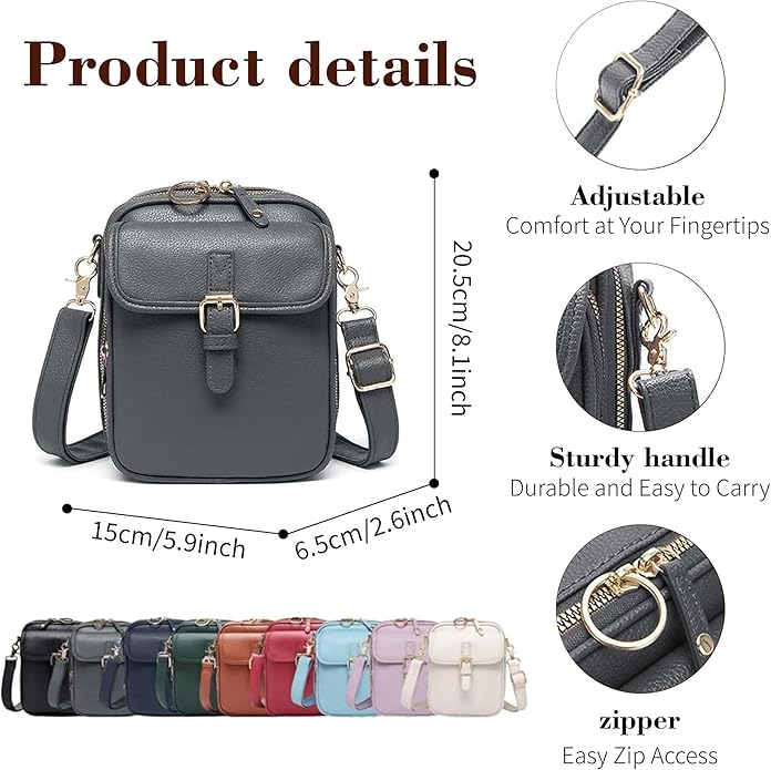 Leather Crossbody Bags for Women Travel Small Crossbody Purse Anti Theft Waterproof Bum Bag with Built in Wallet