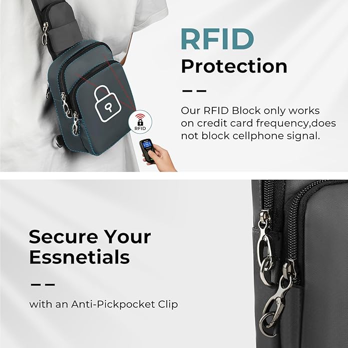 BROADREAM Sling Bag, Crossbody Bag with Anti-Theft Lock Zipper, RFID Blocking & Water Resistant for Travel Work Sport