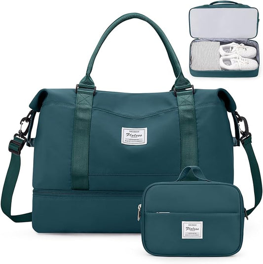 Weekender Bags for Women,Personal Item Travel Bag with Shoes Compartment,Overnight Travel Duffel Bag with Toiletry Bag,Medium