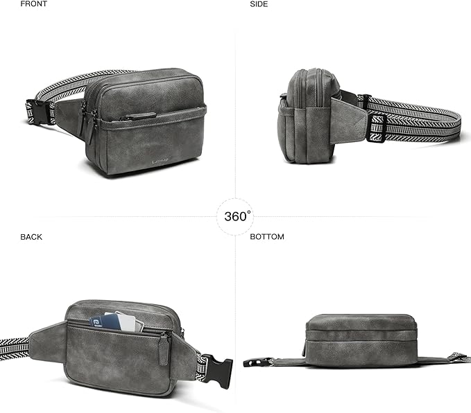 LATMAP 3L Fanny Packs Belt Bag for Women Small Everywhere Crossbody Bag Waist Packs Faux Leather Sling Chest Travel Purse