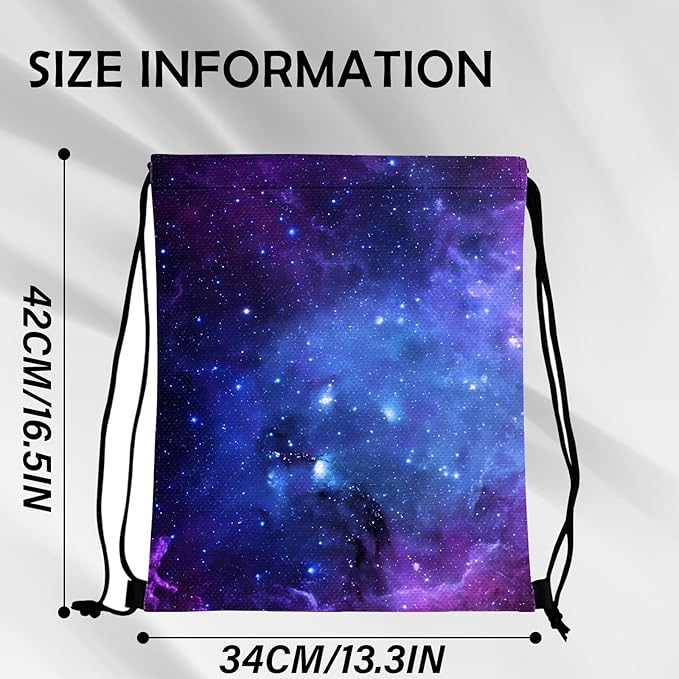 Drawstring Backpack for String Bag Waterproof Cute Sports Beach Swimming Travel (13"×17")-Milky Way
