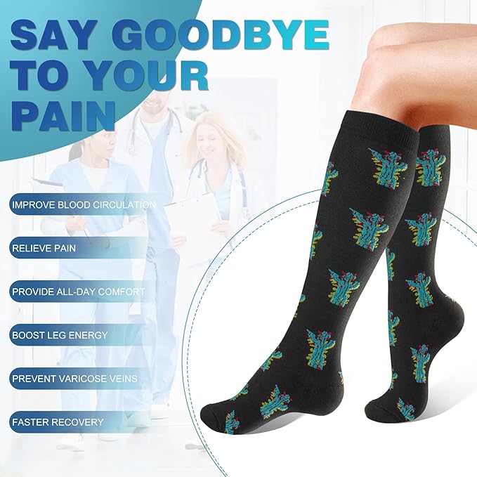 cerpite Compression Socks for Women & Men Circulation 8 Pairs Compression Socks 20-30 mmhg Best for Running,Nurse,Travel