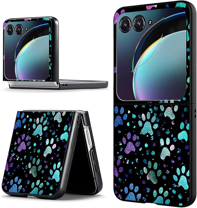 for Motorola Razr Plus 2025 Case,for Razor Plus 2025 Phone Case Cute Slim Hard PC Ultra-Thin Anti-Scratches Shockproof Protective Cover,Green Paw Footprint
