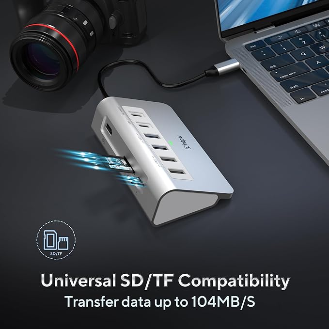 intpw USB C Hub, P9 USB C Hub Multiport Adapter with 4K HDMI, PD 100W, Type-C & 2 USB A 3.0 5Gbps, 2 USB A 2.0, SD/TF Card Reader, Aluminum USB Hub for Laptop, iPhone 17 Series, MacBook, iPad