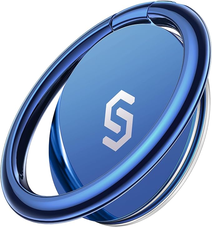 Syncwire Adhesive Phone Ring Holder Stand, 360° Rotation Cell Phone Finger Ring Kickstand, Polished Metal Phone Grip for Smartphones-Deep Sea Titanium Blue
