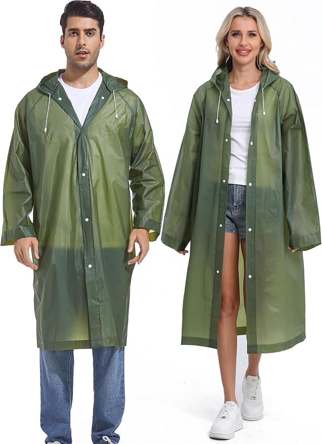 2PCS Rain Ponchos for Adults Reusable Rain Coats for Adults Rain Jackets Raincoats for Men Women
