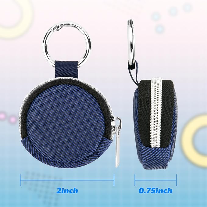 Homakover Portable Ring Organizer Case with Keychain, Traveling Ring Holder Storage Bag, Anti-Lost Keychain Container for Rings, Jewelry (1, Dark Blue)