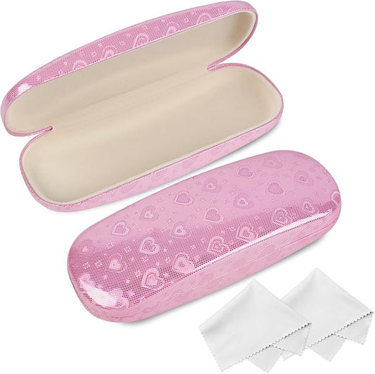 Joyberg Glasses Case, 2 Pack Eyeglass Case with Cleaning Cloth, Glasses Case Hard Shell Fits Most Glasses