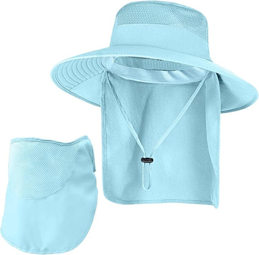 Sun Hats for Men Women Fishing Hat UPF 50+ Breathable Wide Brim Bucket Hats Summer UV Protection Safari Hat with Neck Flap