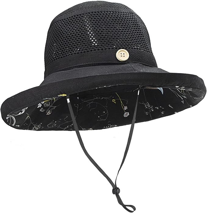 Summer Mesh Sun Hats for Women UV Protection Wide Brim Packable Beach Bucket Hat