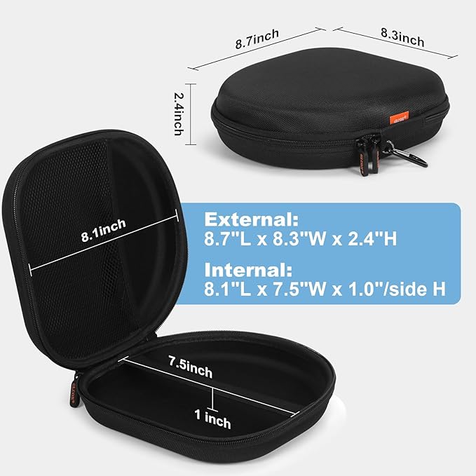 Hard Shell Headphone Case - Durable Zipper Travel Case Portable Carrying Pouch Bag Compatible with Sony WH-CH520/WH-CH720N, JBL Tune 510BT/720BT/520BT/770NC, Soundcore Q20 Q20i Q30, Jlab Headphones