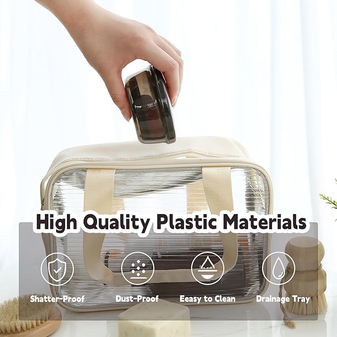 Travel Soap Case,Travel Soap Container with Drain Tray,Shampoo Bar Case with Lid for Shower, Traveling, Camping(Clear Black)