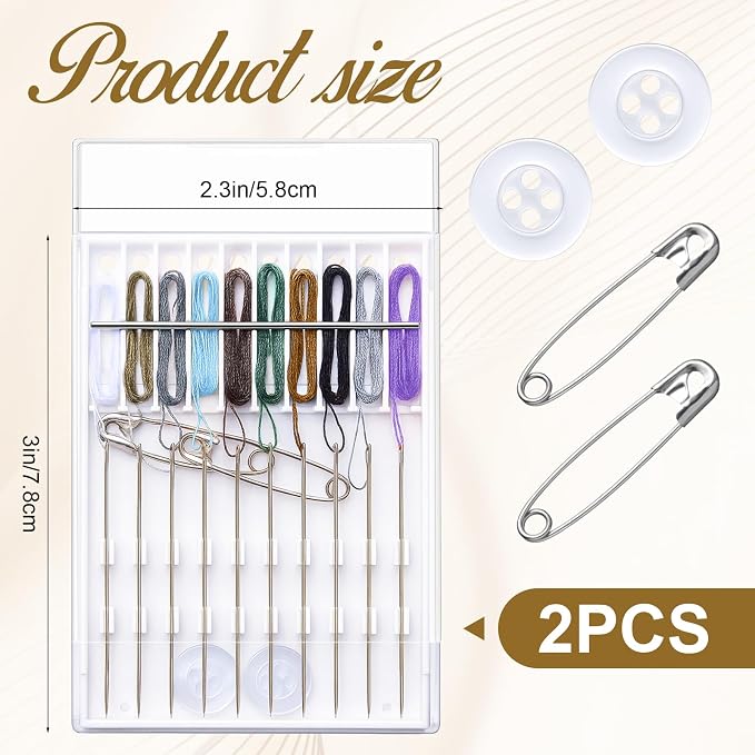 Hestya 2 Boxes (20 Pcs) Pre Threaded Needles for Hand Sewing Needles and Thread Box Quick Sewing Kit Prethreaded Kits(Rich Color)
