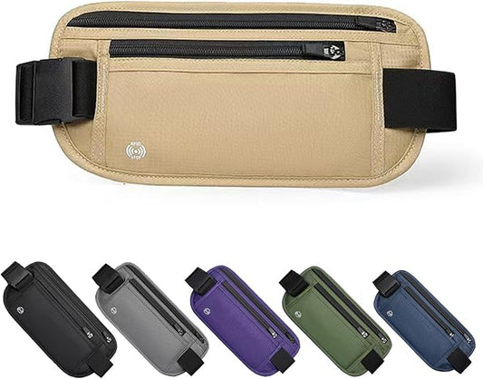 Khaki Hidden Money Belt for Travel for Men, Waist Wallet Anti Theft, RFID Passport Holder For Travel Men Or Women, Money Pouch, RFID Passport Holder