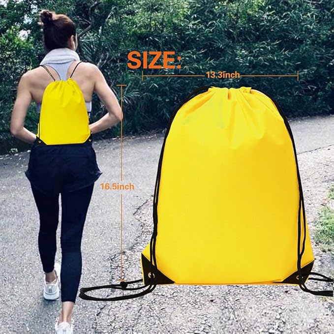 CODOBON 40 Pcs Drawstring Backpack Bulk Draw String Bags Cinch Polyester Bag for Gym Sport, Yellow