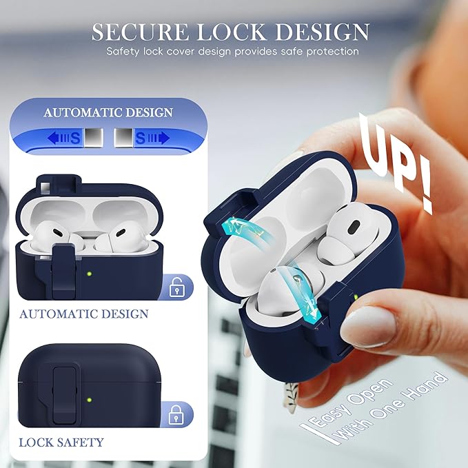 R-fun for AirPods Pro 3 Case with Cleaning Kit, Soft Liquid Silicone Rubber Protective Cover, Compatible with AirPods Pro 3rd Generation Case (2025), Compatible with MagSafe, Midnight Blue