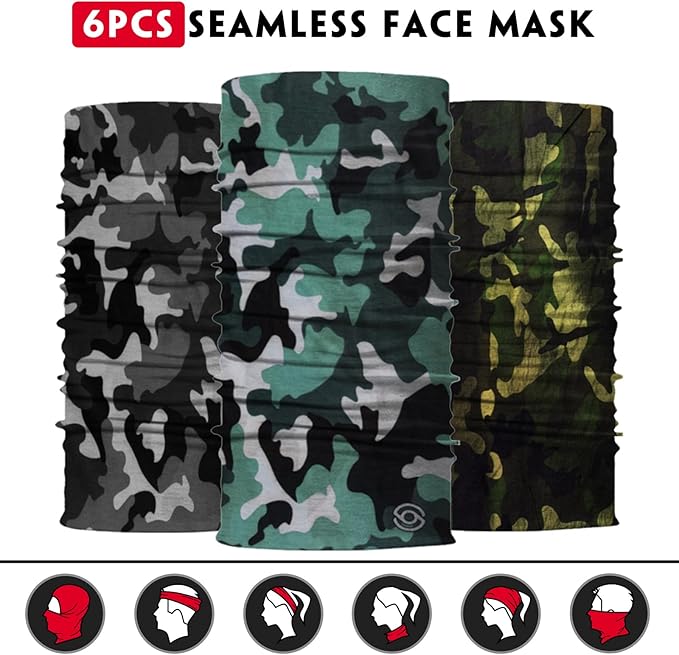 Neck Gaiter for Men Women Headwear Bandana Head Wrap Face Scarf Mask Cover Warmer Balaclava-Seamless & Versatile