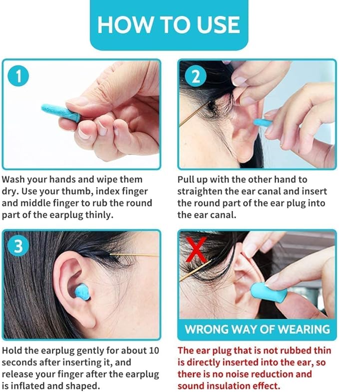 LYSIAN Ultra Soft Foam Ear Plugs for Sleeping, 60 Pairs, 38dB SNR / 31dB NRR Noise Reduction Earplugs for Snoring, Study, Travel, Work & Shooting, Lake Blue