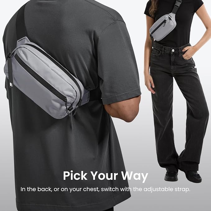 tomtoc 3.5L Sling Bag with RFID Blocking, Crossbody Bag Chest Shoulder Pack for Men and Women, Water-resistant Lightweight Casual Waist Fanny Pack for Travel/Daily Use