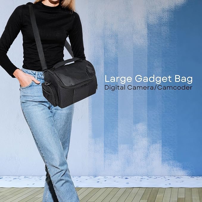Large Padded Camera Bag with Shoulder Strap – DSLR & Mirrorless Camera Carrying Bag, Lightweight Protective Crossbody Camera Bag