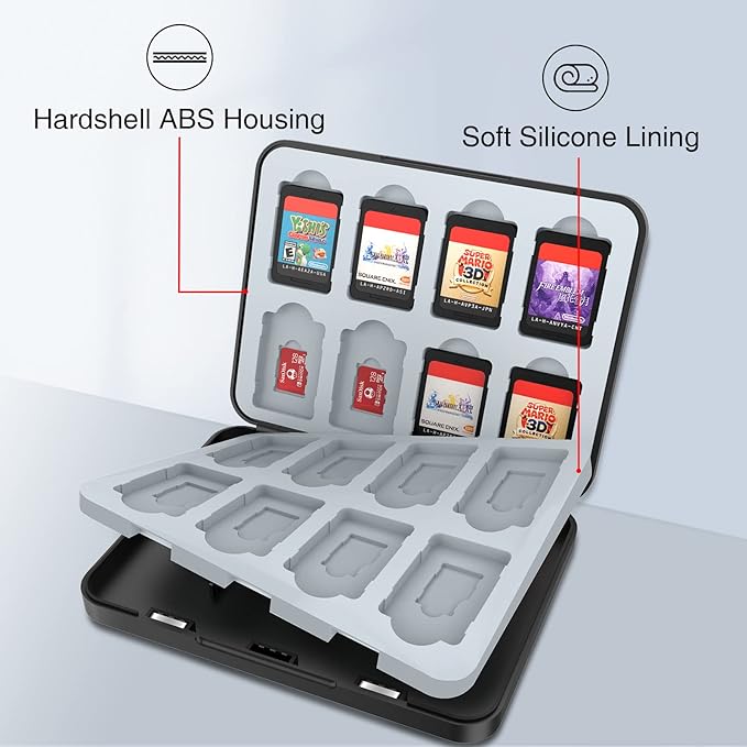 HEIYING Switch Game Card Case for Nintendo Switch 2/ OLED / Lite,Custom Pattern Memory Games Holder Case with 16 Game Card Slots and 16 Micro SD Cards Slots