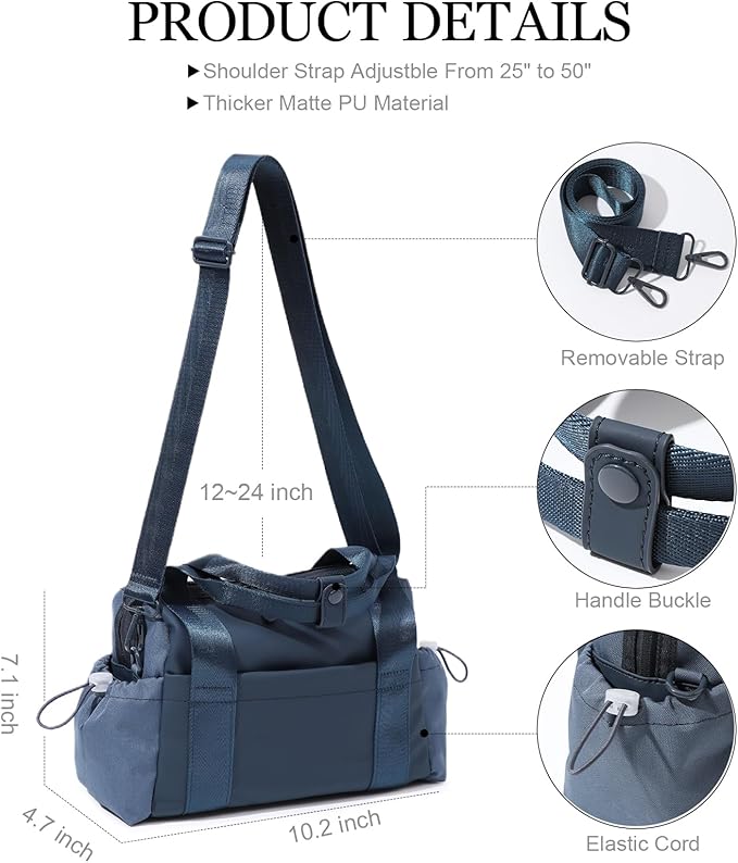 Bucosd Small Gym Bag for Women, Mini Crossbody Gym Duffle Bag with Wet Compartment, Carry on Gym Tote Bag for Workout Dance Sport Travel (Mini-Blue)